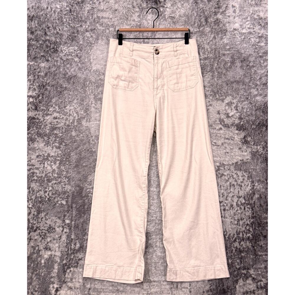 Anthropologie Maeve Colette Cream Wide-Leg Pants